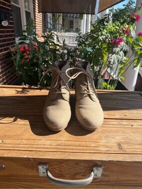 Tan Suede Lace-Up Desert Boots